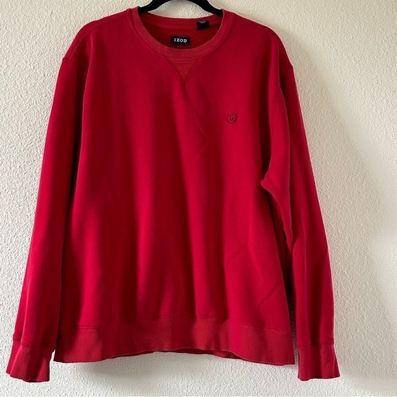 IZOD Crew Neck Sweater Red Embroidered Men Sz Large - Picture 1 of 7
